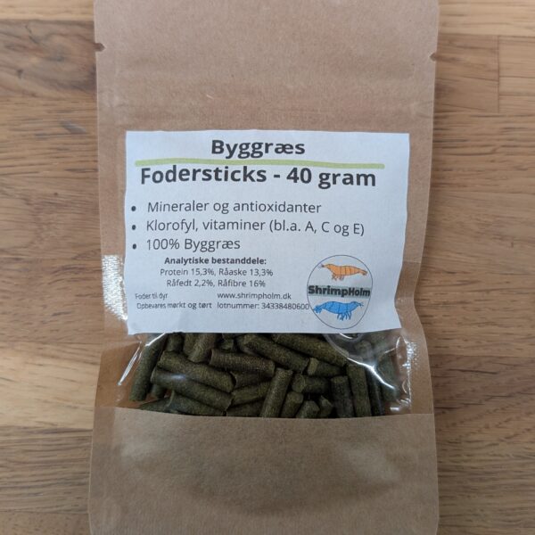 Byggræs - ShrimpHolm fodersticks, 40 g